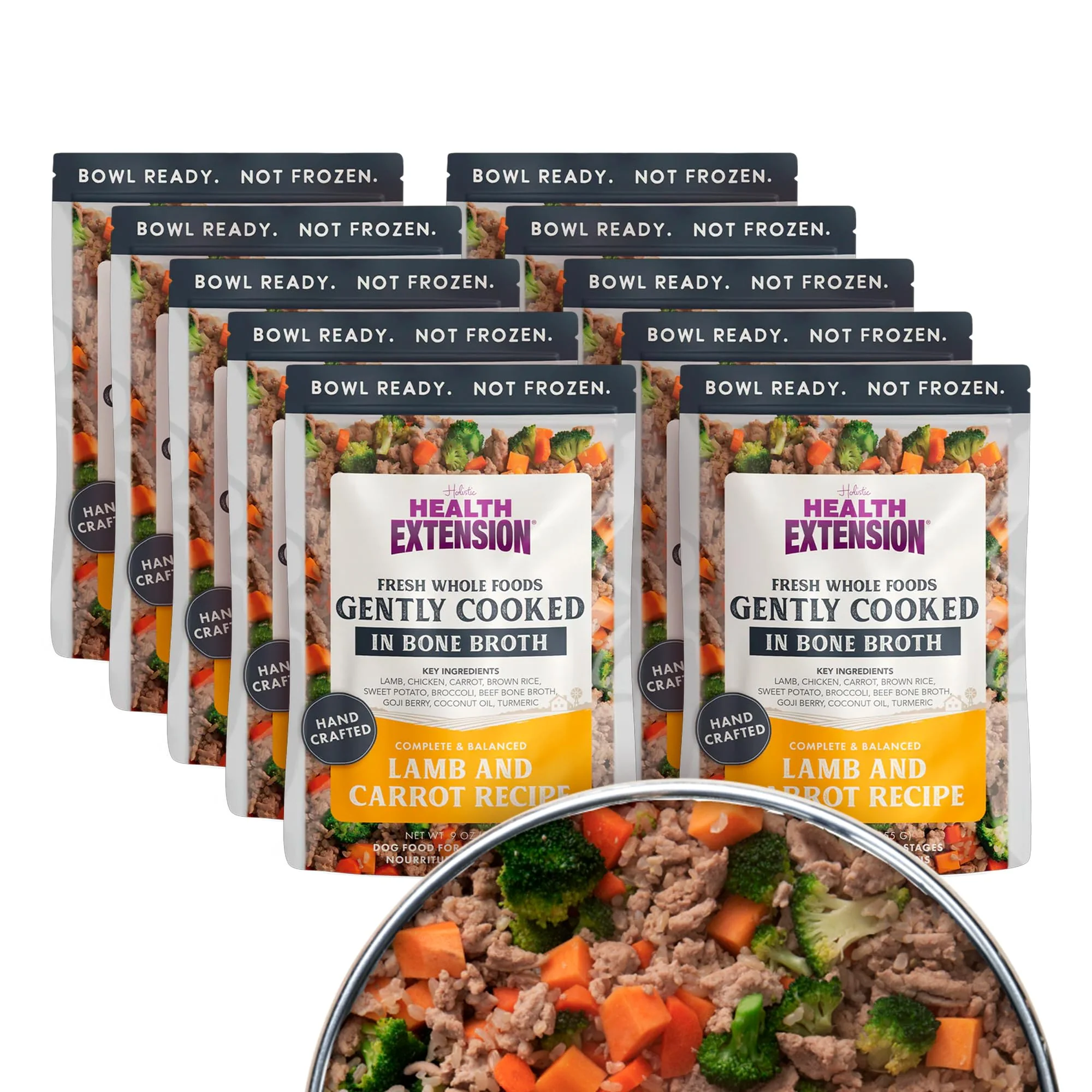 Reusable Health Extension Gently Cooked Lamb Carrot Dog Food — Shelf-Stable Human-Grade Pack of 10 Fashionable