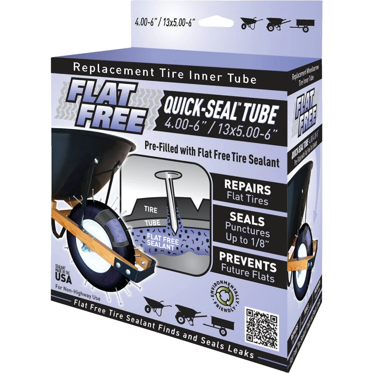 Green Flat 6 In. Wheelbarrow Tire Smart Tube Innovative