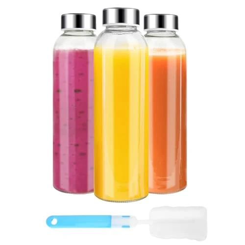 Consistent Clear Glass Bottles with Lids 3 Count Artisan