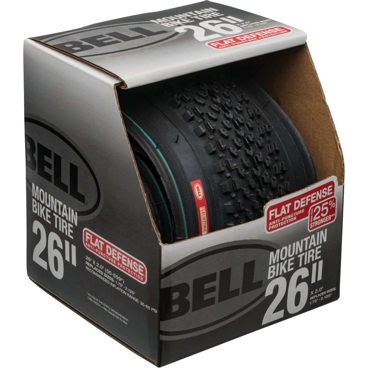 Optimized Bell 26 In. Traction Mountain Bike Tire with Flat Defense Luxury