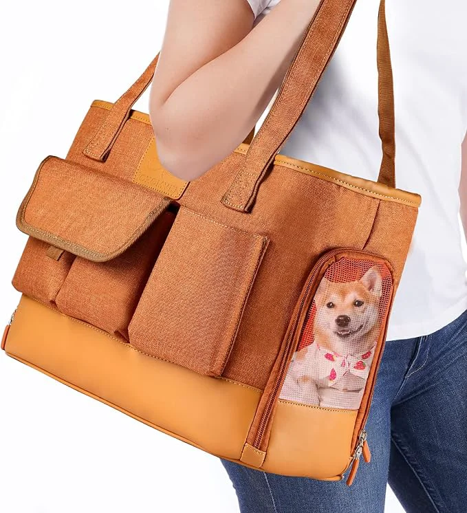 Functional Cat Carrier Dog Carrier Pet Carrier Foldable Waterproof Premium PU Leather Luxury