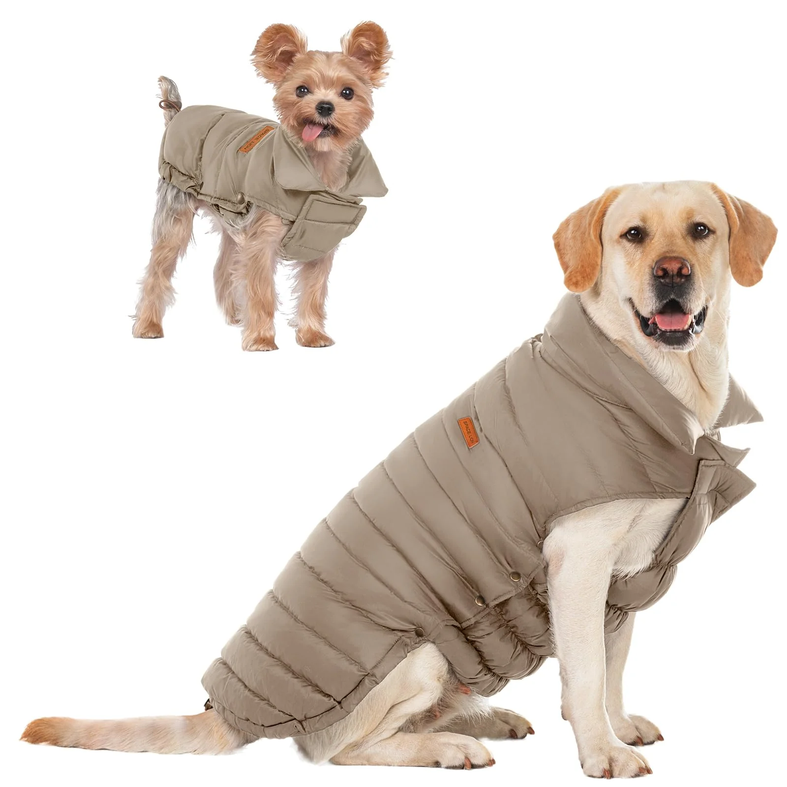 Healthy SPACE LION Dog Puffer Jacket – Lightweight Windproof Winter Coat for Medium Dogs Khaki Size 14 L Reliable