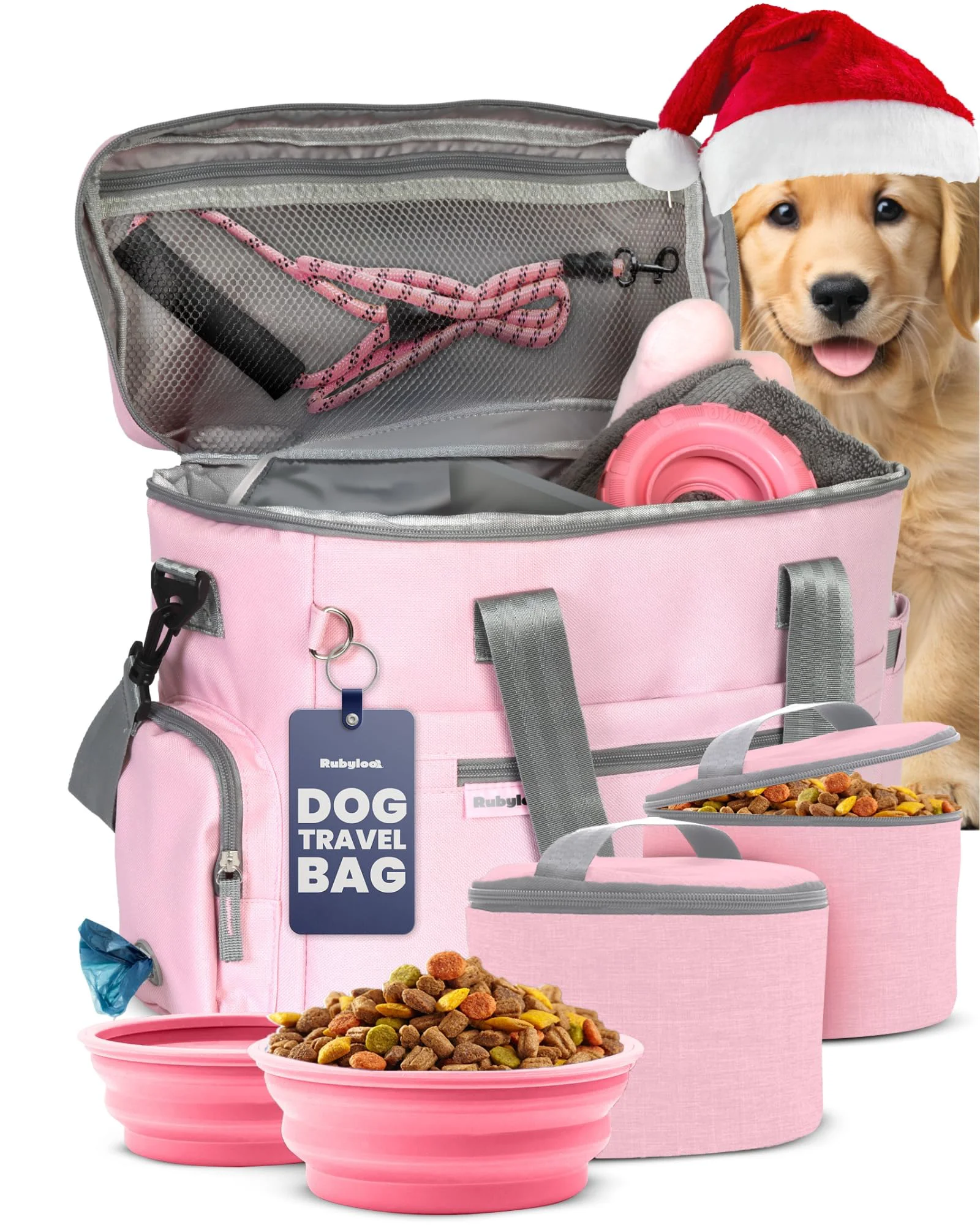 Certified The Doggy Bag™ by Rubyloo – Dog Travel Bag with BPA- Bowls Food Containers Gift for Dog Lovers Contemporary