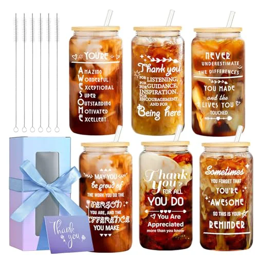 Practical 6 Pack Employee Appreciation Gifts Glass Cups 6 Count Professional