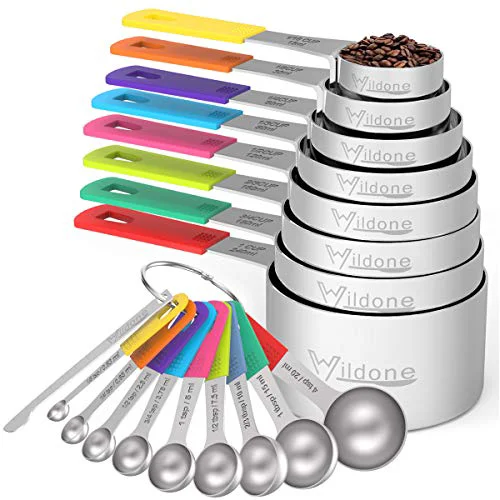 Green Measuring Cups Spoons Set of 18 Refined