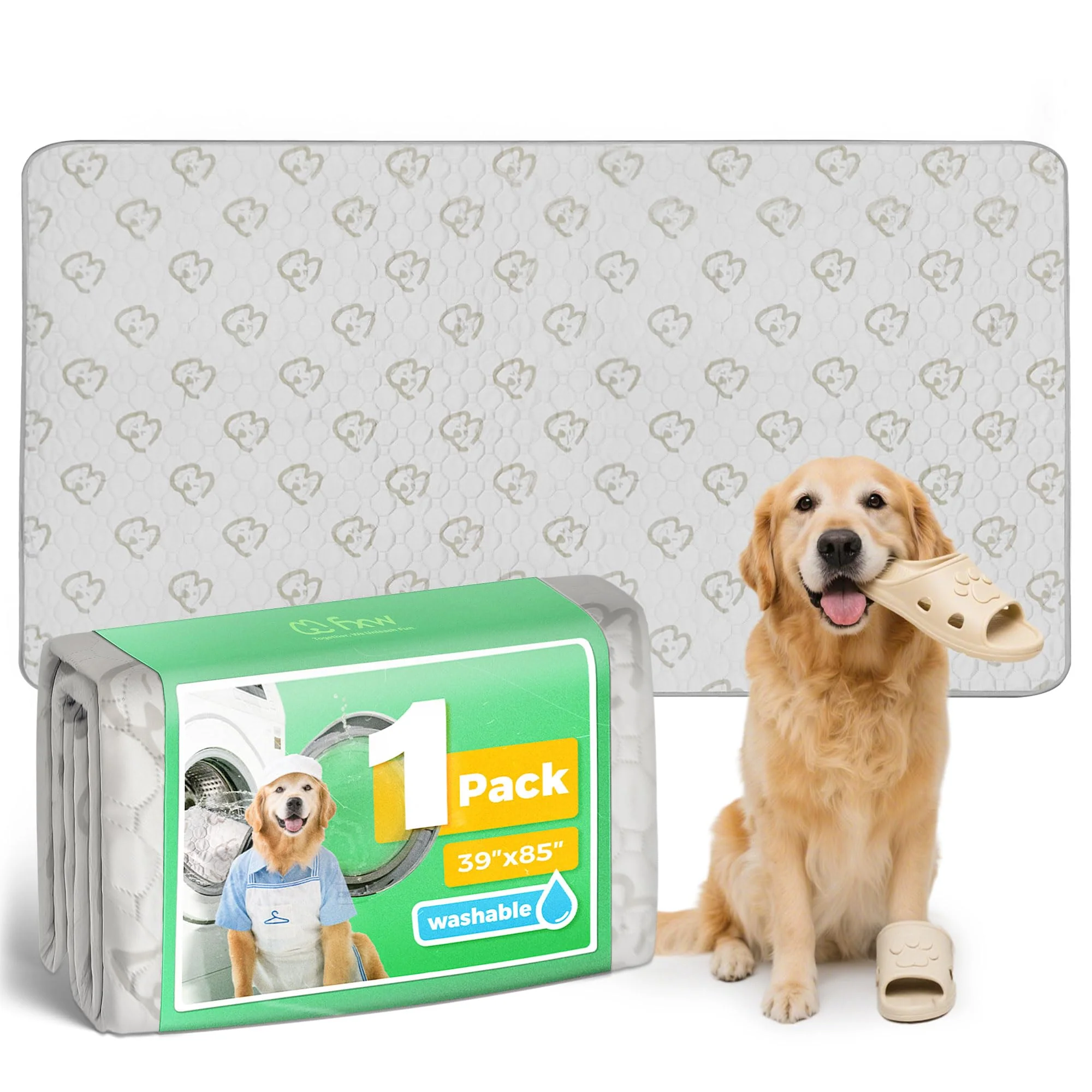Genuine FXW Washable Pee Pads for Dogs – 39 x 85 Rectangle Khaki 1 Pack Eco-Friendly Reusable Solid