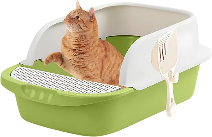 Original Large Open-Top Cat Litter Box with High Sides Enclosed Scatter Shield Design Easy Clean Plastic Litter Pan Includes Scoop Green About ThisOverview Top-Quality