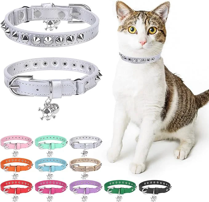 Functional Leather Cat Collars for Boy Girl Cats Professional