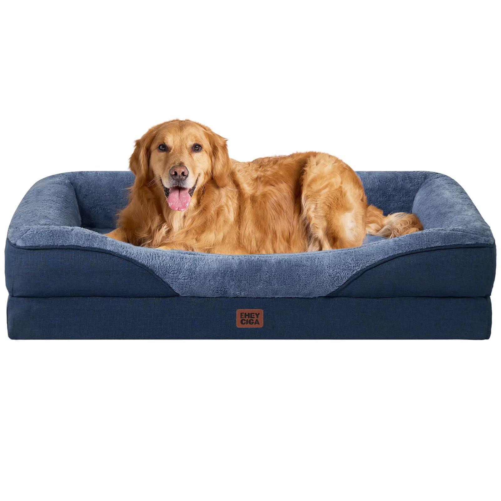 Fine Crafted EHEYCIGA Large Memory Foam Dog Bed – Orthopedic Sofa 41x27x7.5in Navy Effective