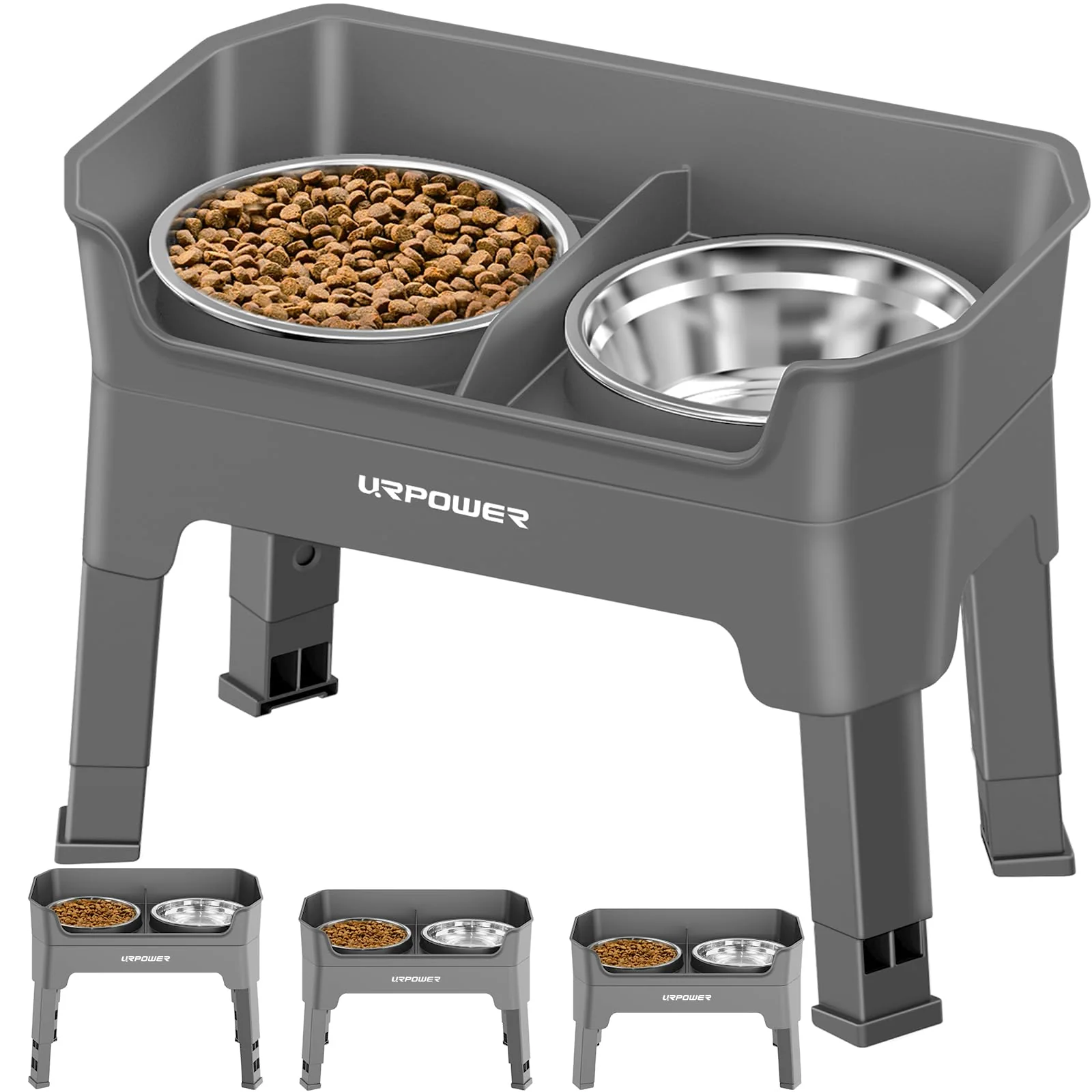 Premium URPOWER 3-in-1 d Dog Bowls – 4-Height Adjustable Anti-Spill Slow-Feeder Innovative