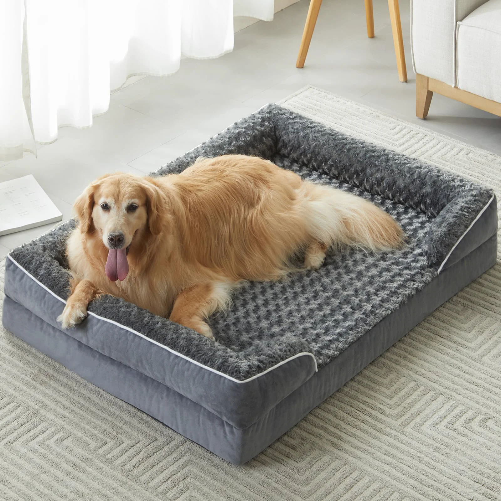 Expertly Made WNPETHOME Large Dog Bed – Orthopedic Washable Sofa with Waterproof Lining High-Quality