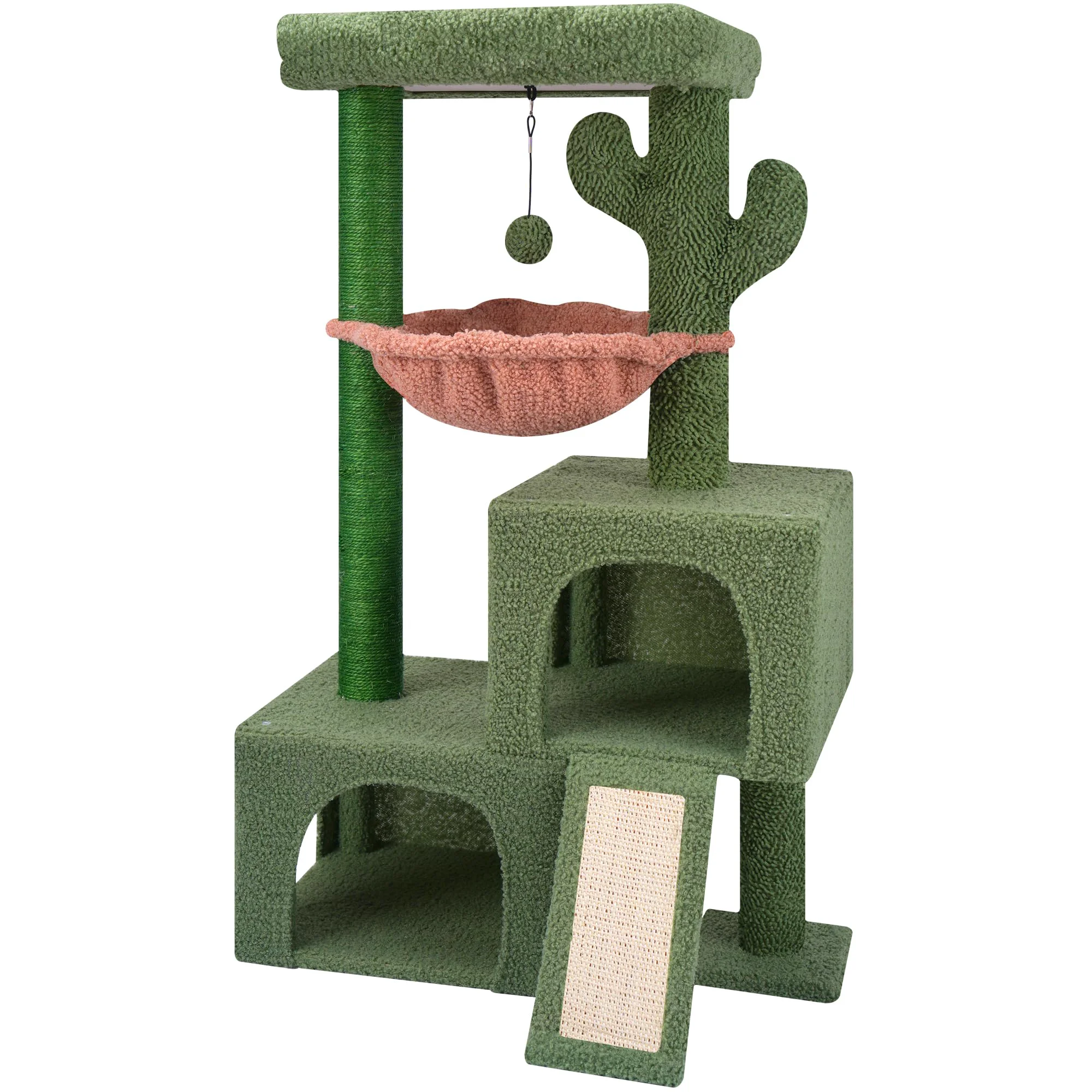 Selected AIWIKIDE 37.4-Inch Cactus Cat Tree Tower with Twin Condos – Indoor Cat Activity Center Breathable