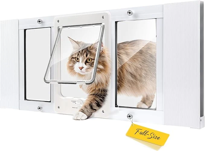 High-Quality Full-Size Window Pet Door for Cats Small Dogs Width Adjustable Fits Sliding Quality