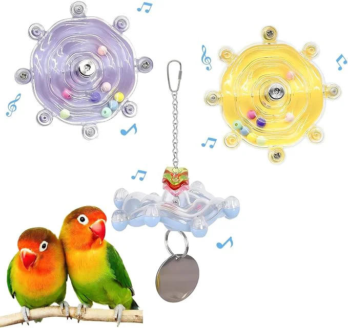 Effective Bird Toys for Parakeets Colorful Parakeet Toys Wheel Interactive Spinner Lightweight