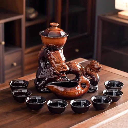 Exclusive Ceramic Teapot with Infuser Semi Automatic Tea Set Teapot with 8 cups Gradient Color Functional