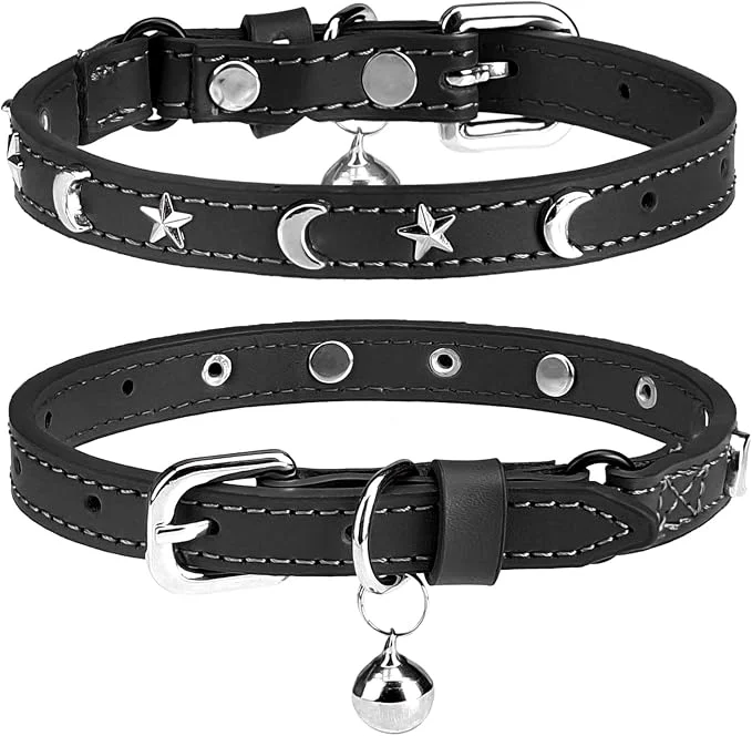 Lightweight Leather Cat Collars for Boy Girl Cats Pure