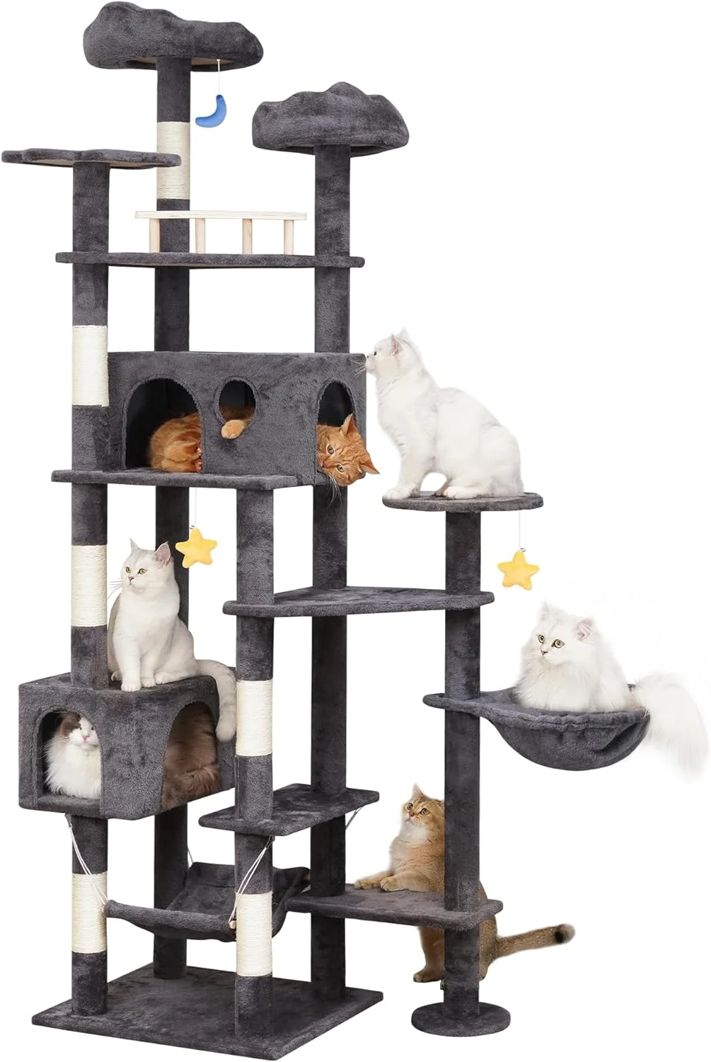 Professional 85in Giant Cat Tree for Heavy Duty Big Cats Large Cat Trees with Scratching Post Cat Tree Tower with Cat Condos Hammock Plush Perch for Maine Coon Smoky Gray Quality