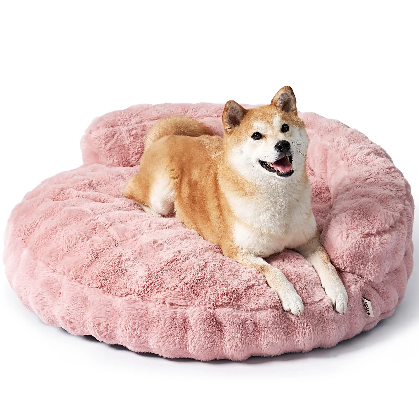 Breathable EHEYCIGA Large Dog Bed Sofa – 36in Pink Fluffy Faux Rabbit Fur Waterproof Washable High-Performance
