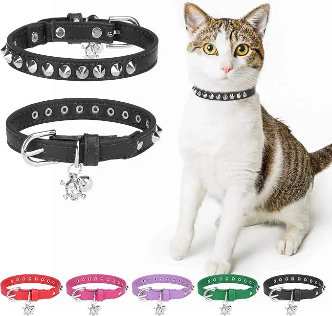 Quality Leather Cat Collars for Boy Girl Cats Genuine