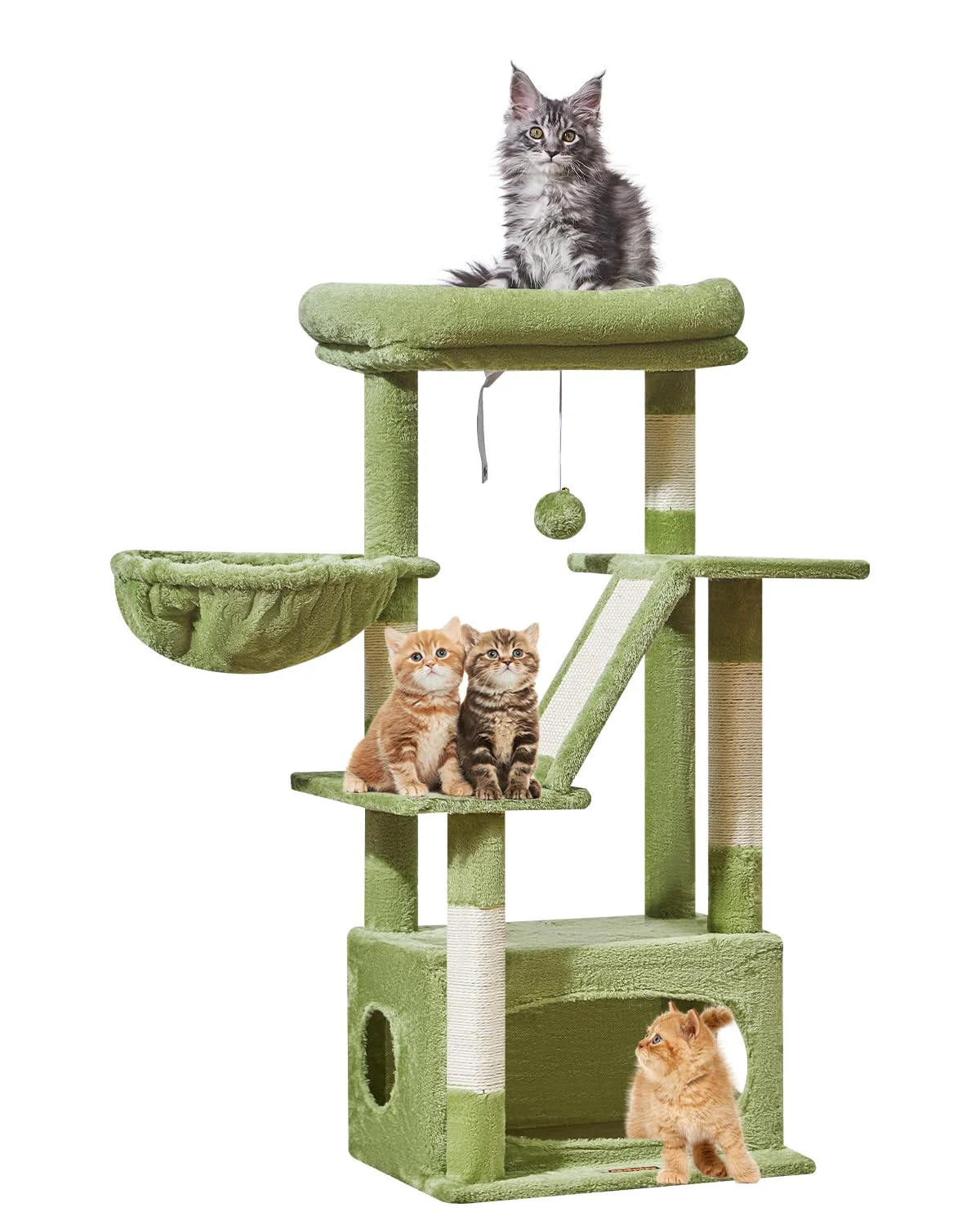 Relaxed Taoqimiao Cat Tree — 38.5-Inch Indoor Cat Tower with Adjustable Baskets Luxurious Perch MS029SGR Green Consistent