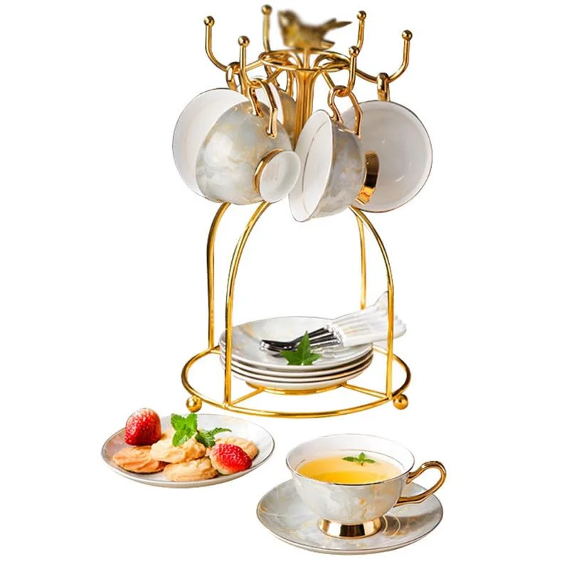 Minimalist British Ceramic Afternoon Tea Cups Fruit Heating Teapot with Filter Gift Flower Set Sophisticated