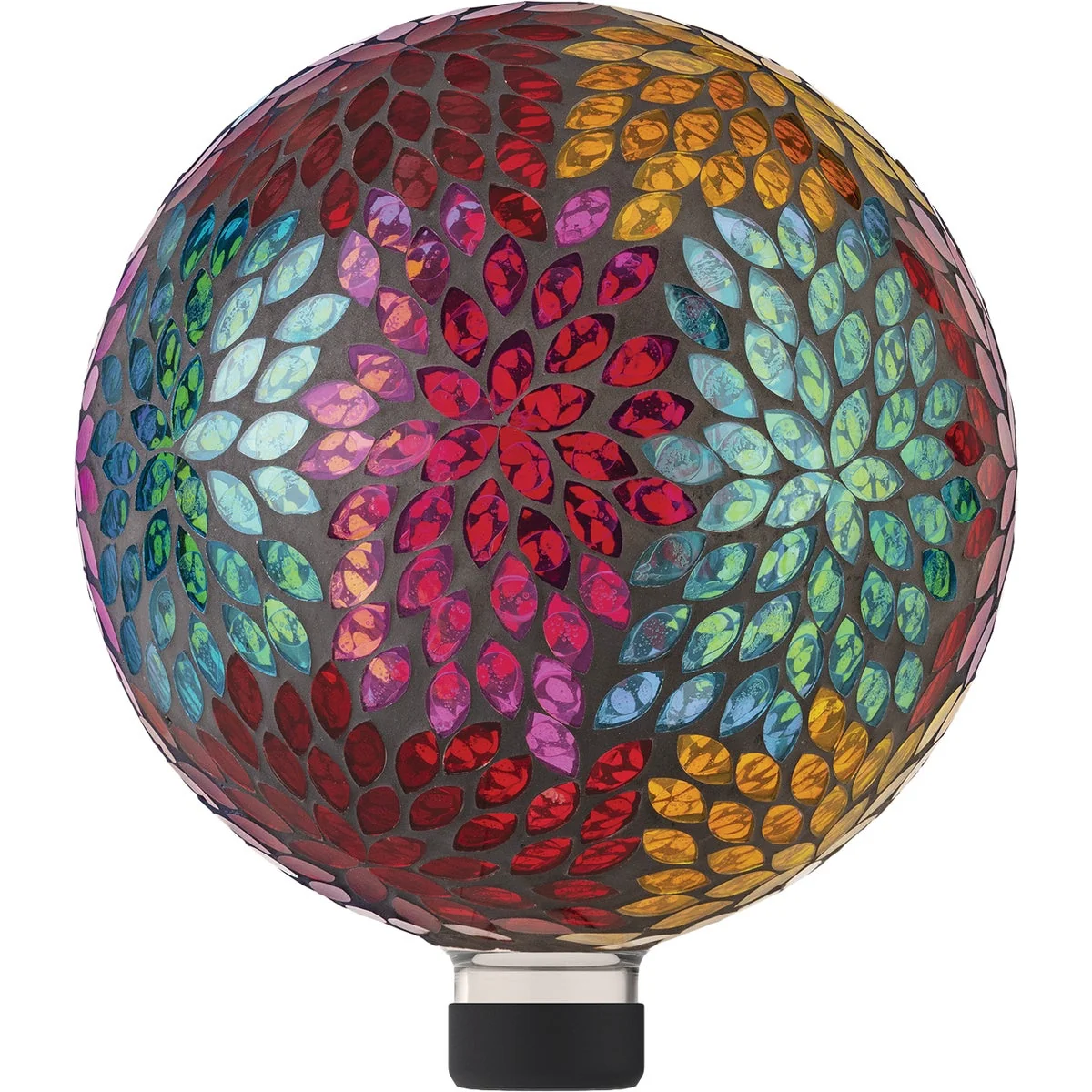 User-Friendly Alpine 10 In. Dia. Colorful Mosaic Leaves Glass Gazing Globe Green