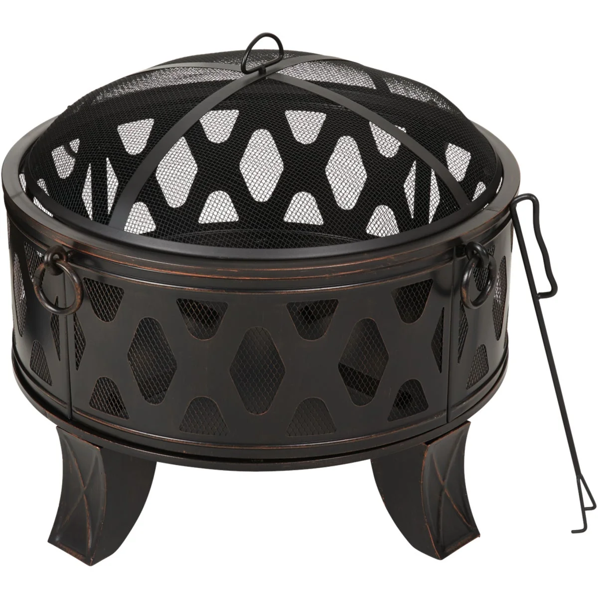 Flexible Outdoor Expressions 26 In. Antique Bronze Deep Bowl Steel Firepit Smooth