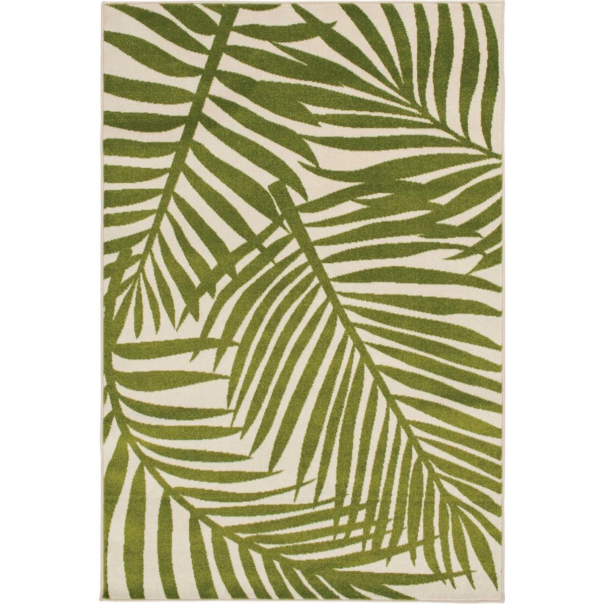 Innovative Backyard Bungalow Tropical Oasis 6 Ft. 7 In. x 9 Ft. 6 In. Green Fronds Plush Outdoor Rug Original Design