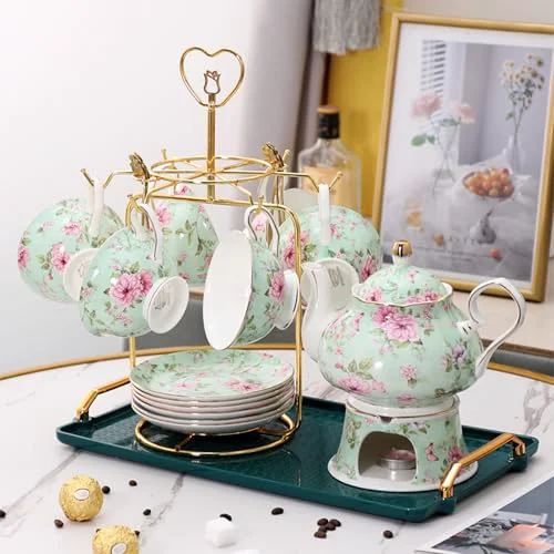 User-Friendly floral porcelain coffee cups set for 6 people Consistent