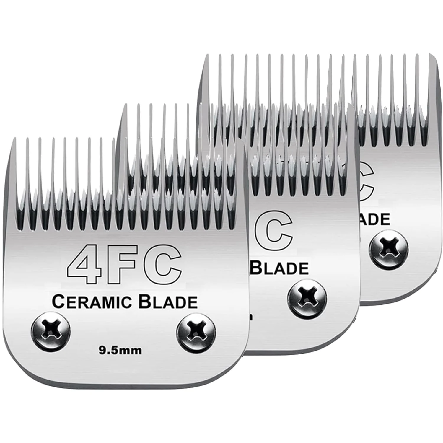 Modern Audoc 3PCS 4FC Clipper Blades – Ceramic Stainless Compatible with Andis Oster A5 Wahl KM Series Minimalist