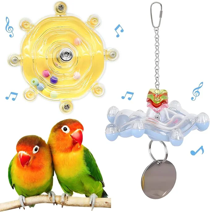 Premium Bird Toys for Parakeets Colorful Parakeet Toys Wheel Interactive Spinner Eco-Friendly