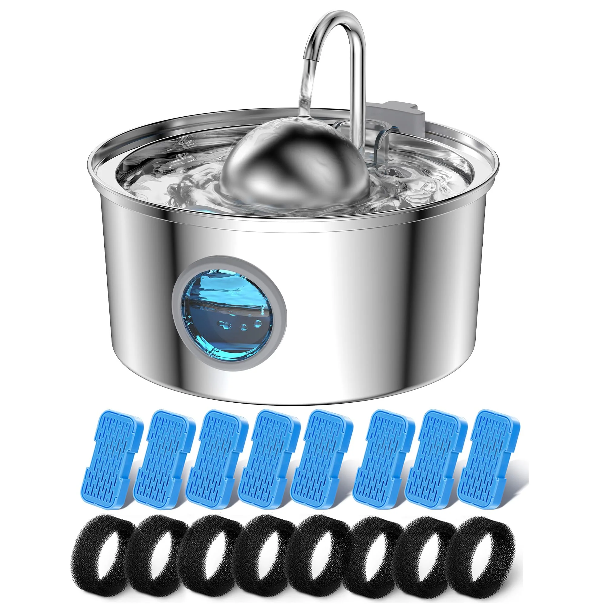 Recyclable AONBOY Cat Water Fountain 108oz Stainless Steel – 16 Filters Quiet Flow Faucet-Shape Design Original Design
