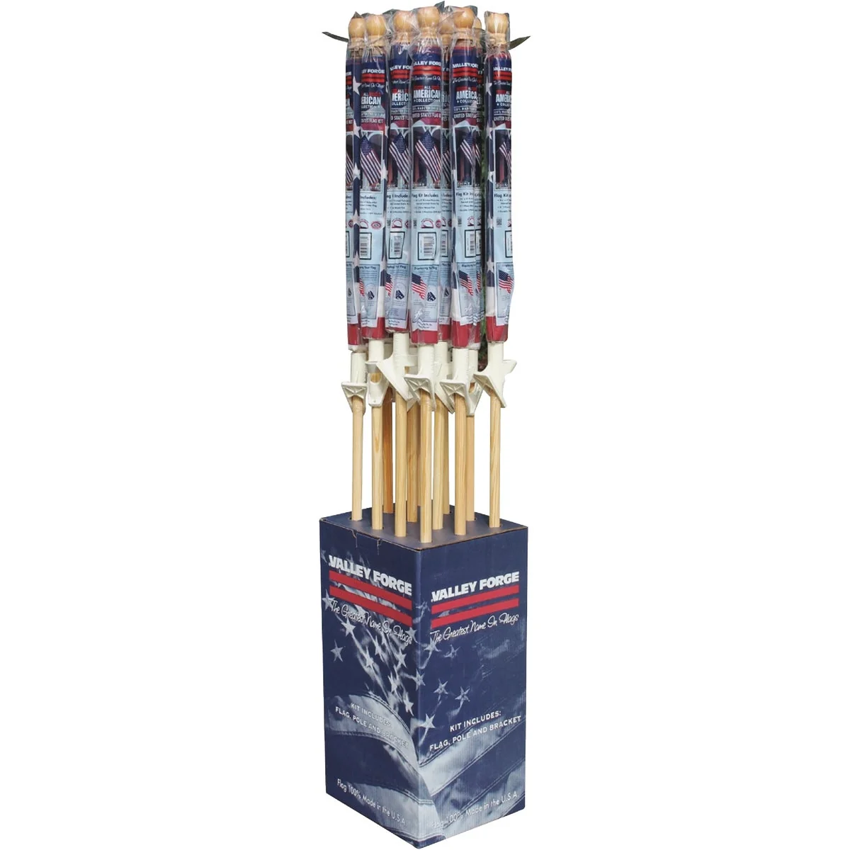 Prestigious Valley Forge 2.5 Ft. x 4 Ft. Polycotton American Flag 5 Ft. Pole Kit Display 12-Piece Fine Crafted