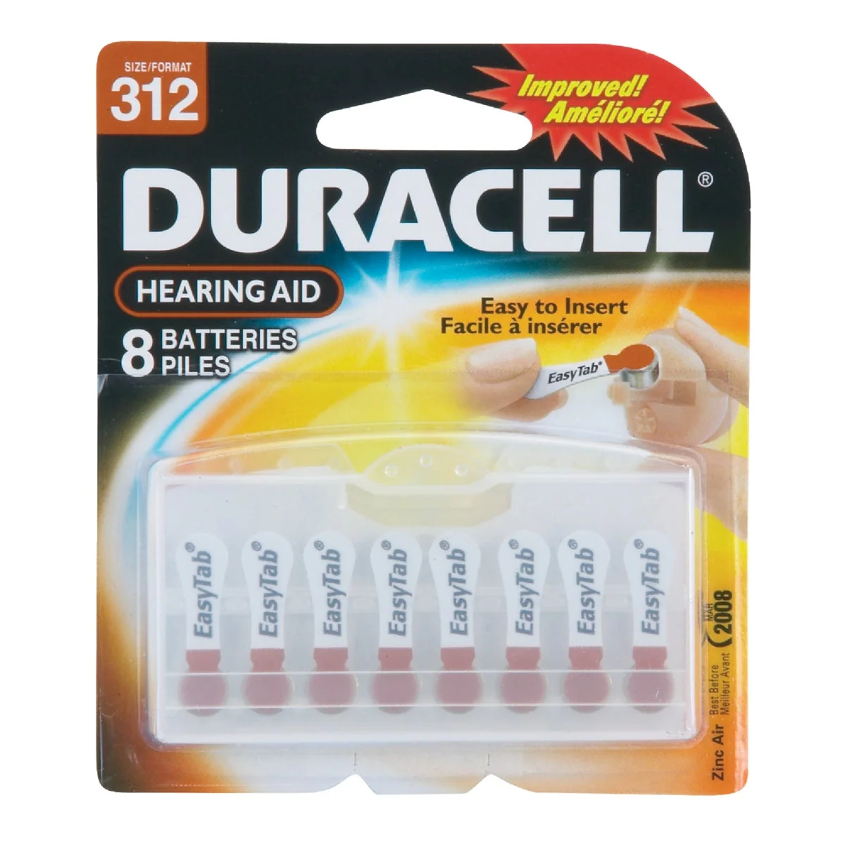 Effective Duracell EasyTab 312 Hearing Aid Battery 8-Pack Convenient