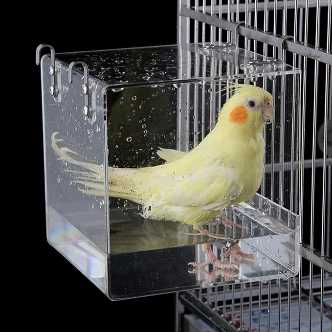 Traditional Hanging Bird Bath Cube Bird Bathtub Bath Shower Box Bowl Cage Accessory High-Performance