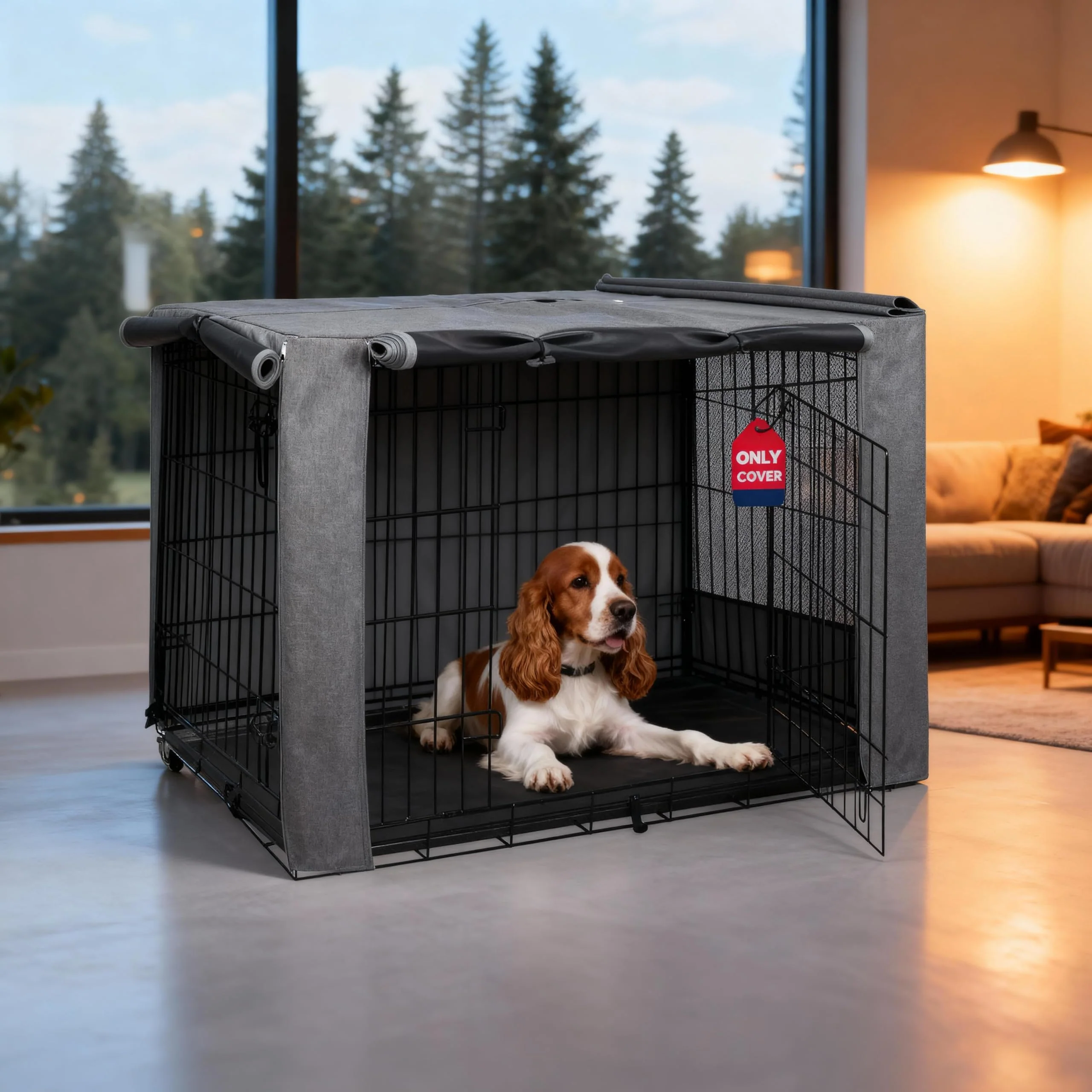 Classic HiCaptain Breathable Dog Crate Cover 48 Inch – Waterproof UV-Resistant Dual Zipper Panels Powerful