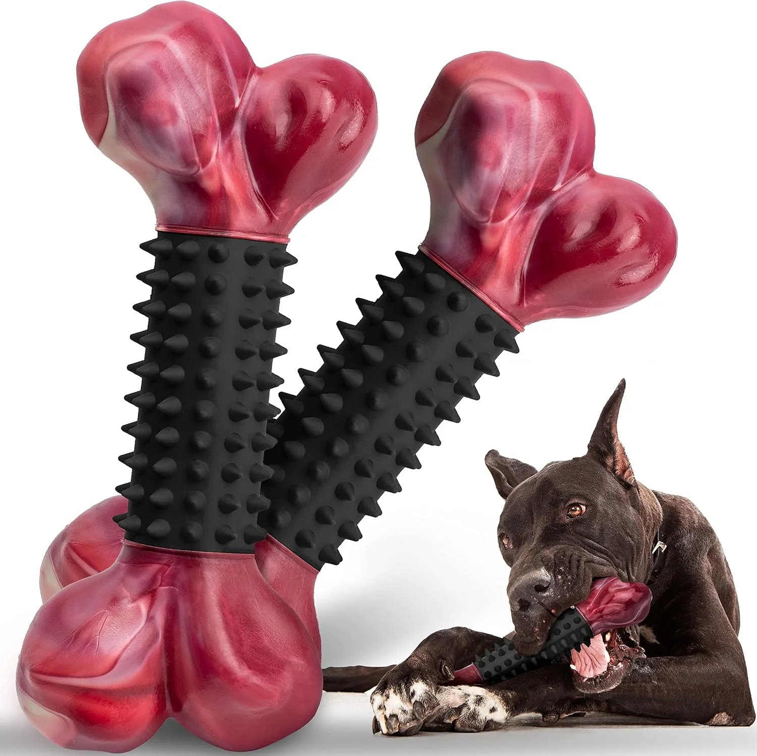 Efficient Apasiri Dog Toys for Aggressive Chewers with Bacon Flavor 8 Indestructible Chew Bones for Large Breeds Tough Nylon Rubber Dog Toys Keep Them Busy Interactive Play – 2-Pack Dependable