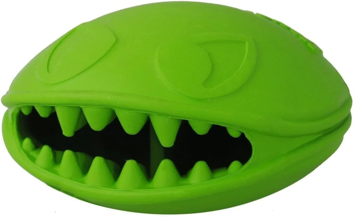 First-Class Jolly Pets Monster Mouth Oval Dog Toy Treat Holder 4 Inches Green Genuine