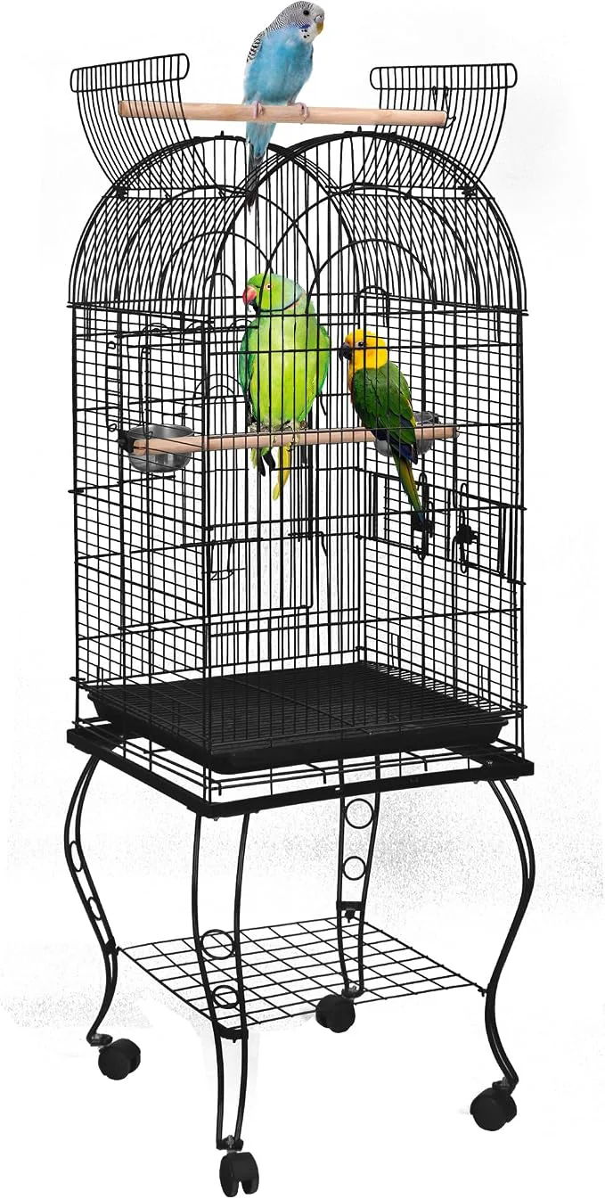 Solid SUPER 63.5” Rolling Bird Cage Large Wrought Iron Cage Green