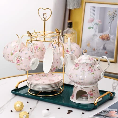 Smooth floral porcelain coffee cups set for 6 people High-Grade