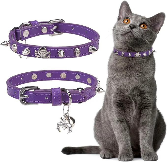 Verified EXPAWLORER Leather Cat Collar for Girl Boy- Adjustable Pet Collar Contemporary