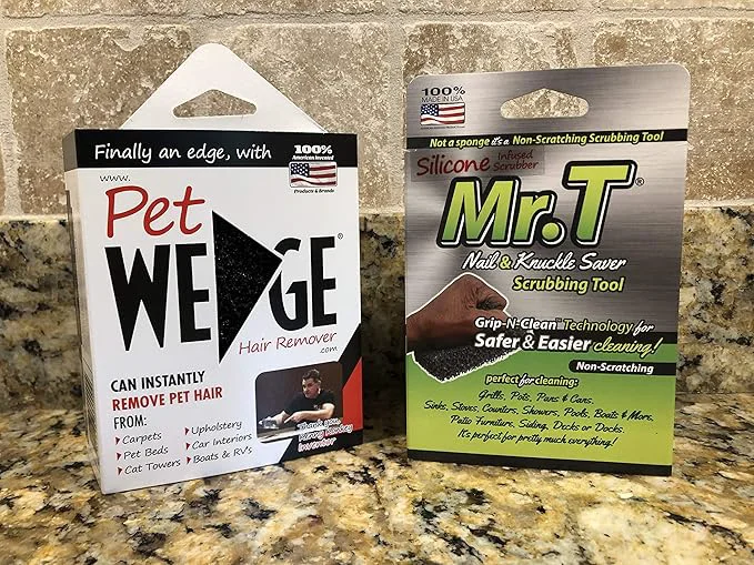 Solid Pet Wedge® Hair Remover 4 Pack- Plus Four MRT® Pet Dish Scrubbers Bonus Pack About This Selected