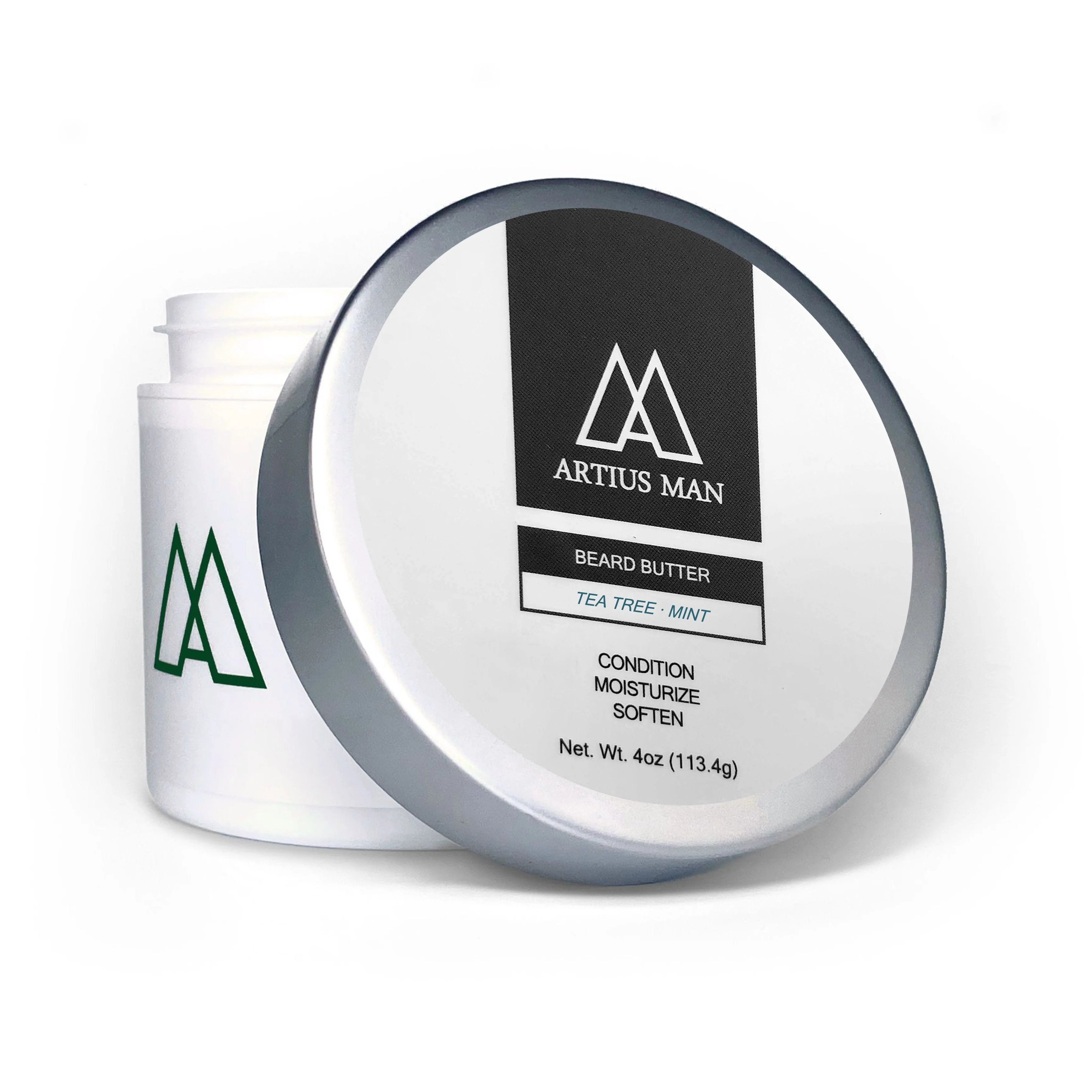 Original Tea Tree Mint Beard Butter – Fresh and Energizing Beard Conditioner 4 oz Green