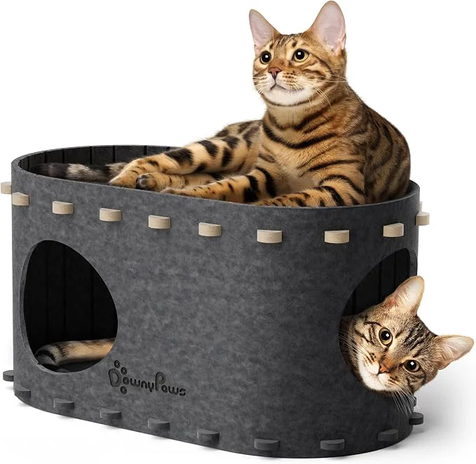 Solid DownyPaws Cat House for Indoor Cats Cat Bed Cave for Multiple Large Cats Up Smooth