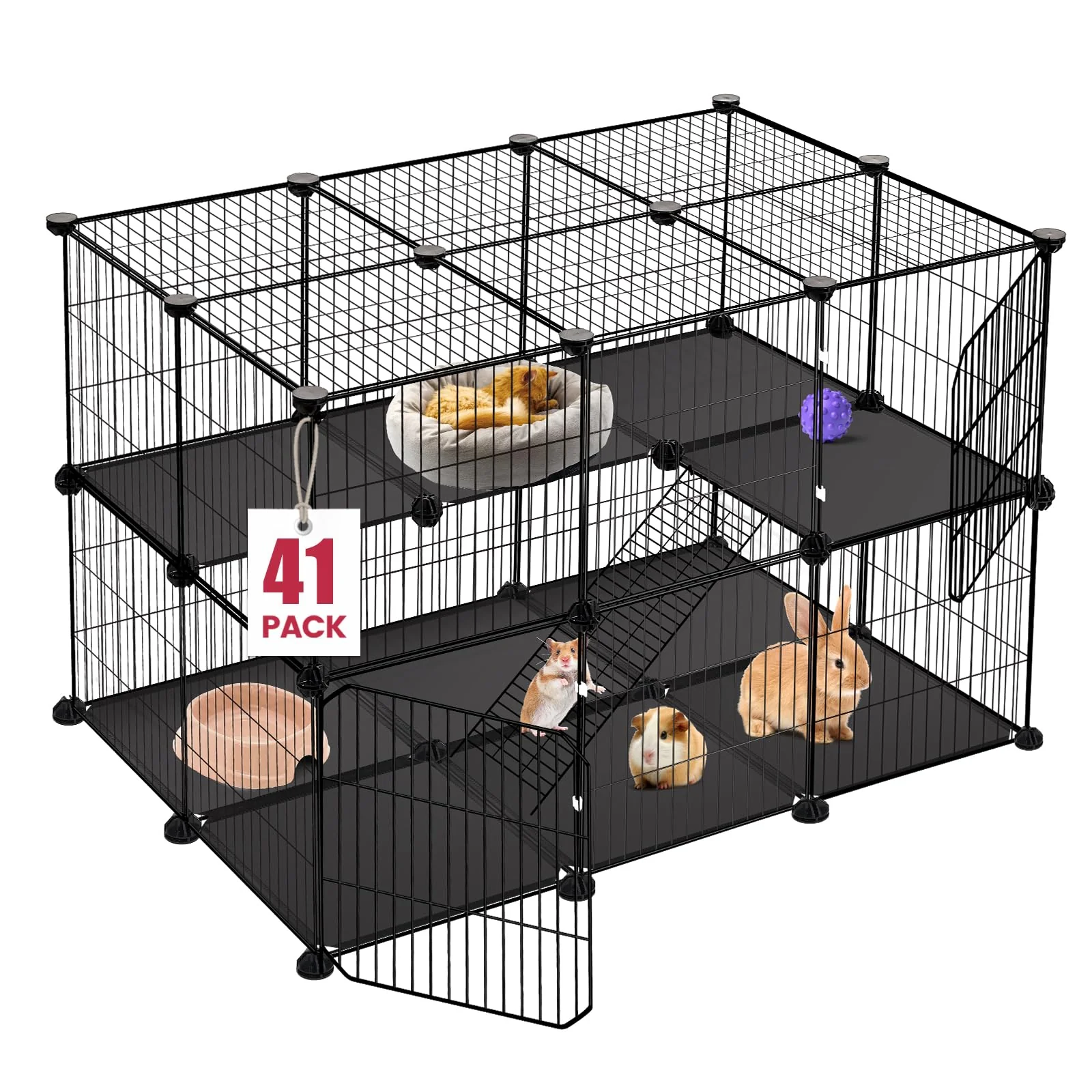 Modern VISCOO 41 Panels Pet Playpen – 35.4 in L x 23.6 in W x 23.6 in H 2-Door C C Cage for Guinea Pigs Small Pets Superior