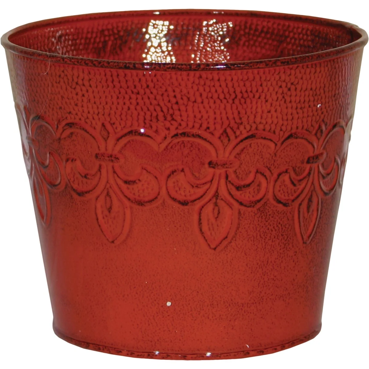Smart Robert Allen Fleur De Lis 10 In. Metal Cayenne Red Planter Environmentally Friendly