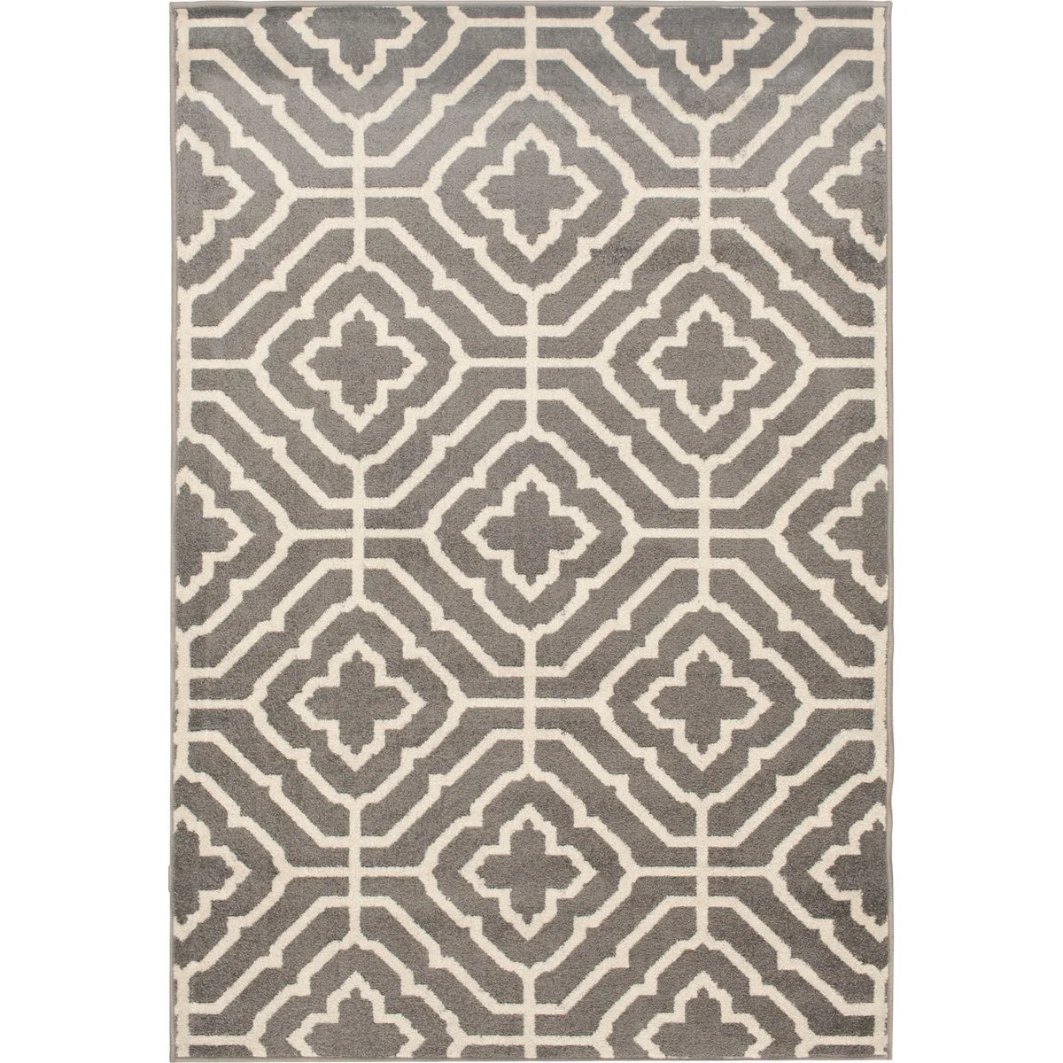 Exclusive Backyard Bungalow Glidden 6 Ft. 7 In. x 9 Ft. 6 In. Neutral Geo Plus Tile Plush Outdoor Rug Certified