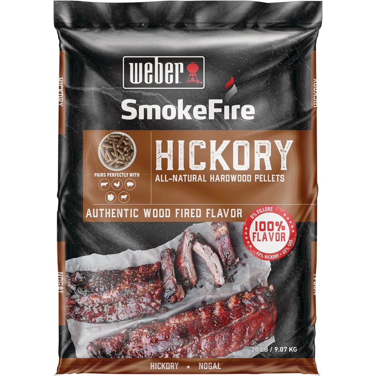 Premium Material Weber SmokeFire 20 Lb. Hickory Wood Pellet Expertly Made