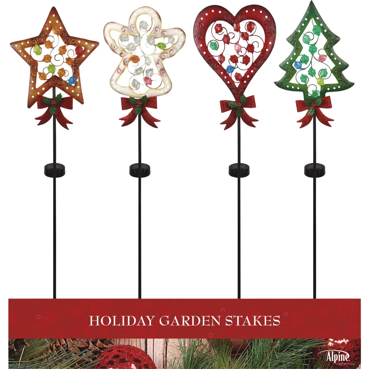 Top-Quality Alpine 36 In. LED Solar Classic Christmas Icons Holiday Garden Stake Unique
