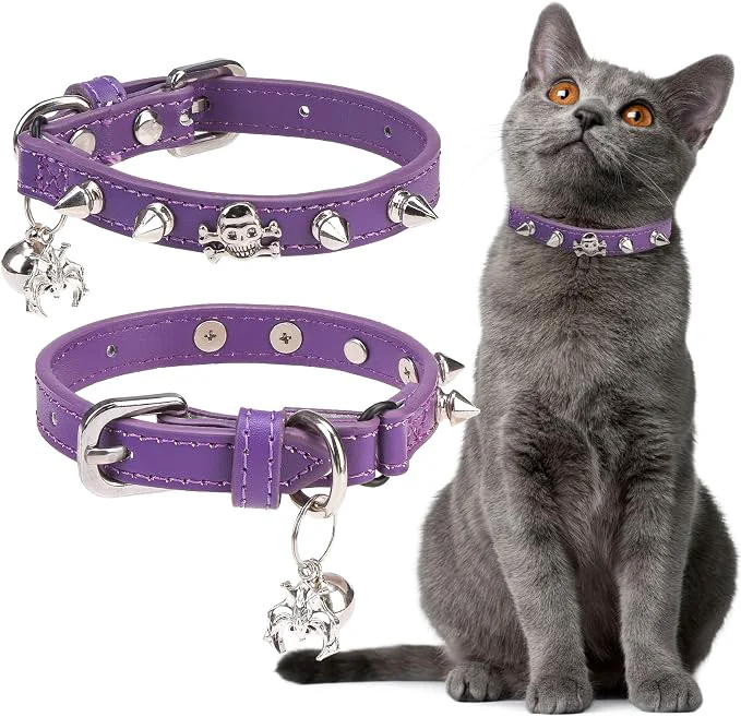 Recyclable EXPAWLORER Leather Cat Collar for Girl Boy- Adjustable Pet Collar Exclusive